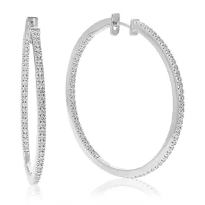 1 cttw Lab Grown Diamond Hoop Earrings in Sterling Silver