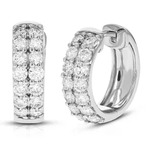 1 cttw Round Cut Lab Grown Diamond Prong Set Hoop Earrings in .925 Sterling Silver 1/2 Inch