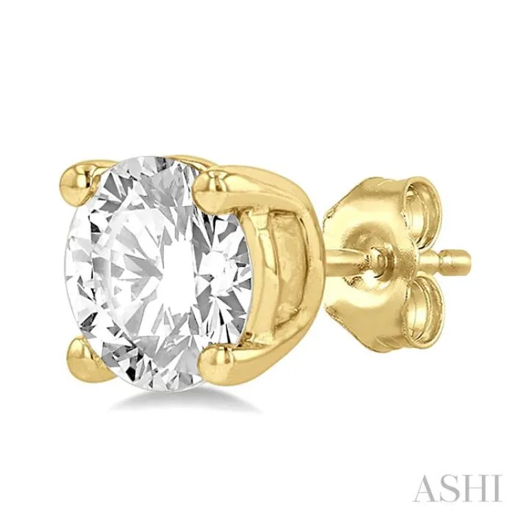 1 Ctw Round Cut Diamond Stud Earring in 14K Yellow Gold