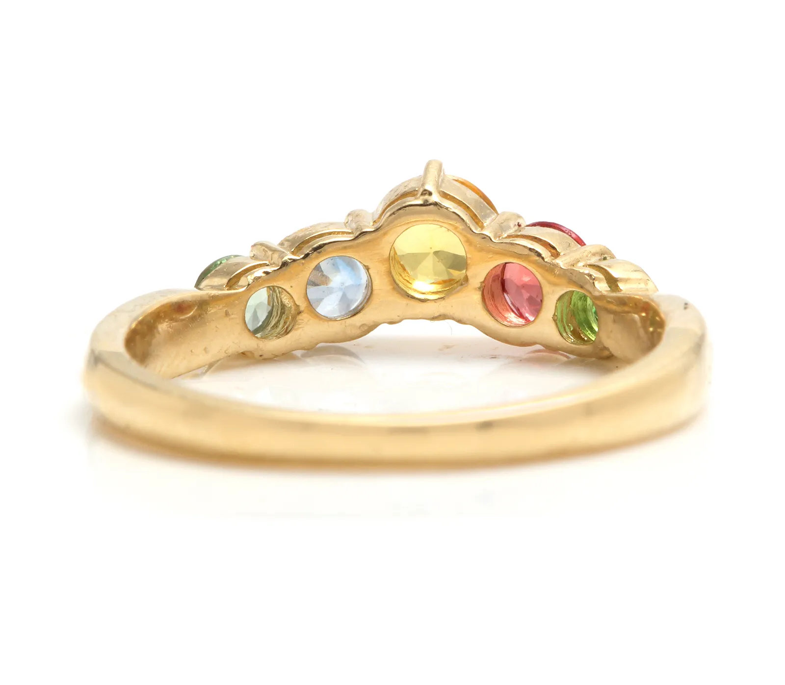 1.00 Carats Exquisite Natural Multi-Color Sapphire 14K Solid Yellow Gold Ring