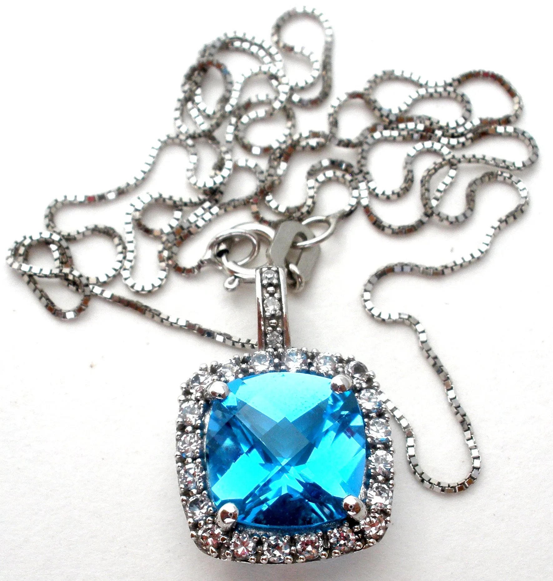 10K Blue Topaz Pendant on 14K Gold Necklace