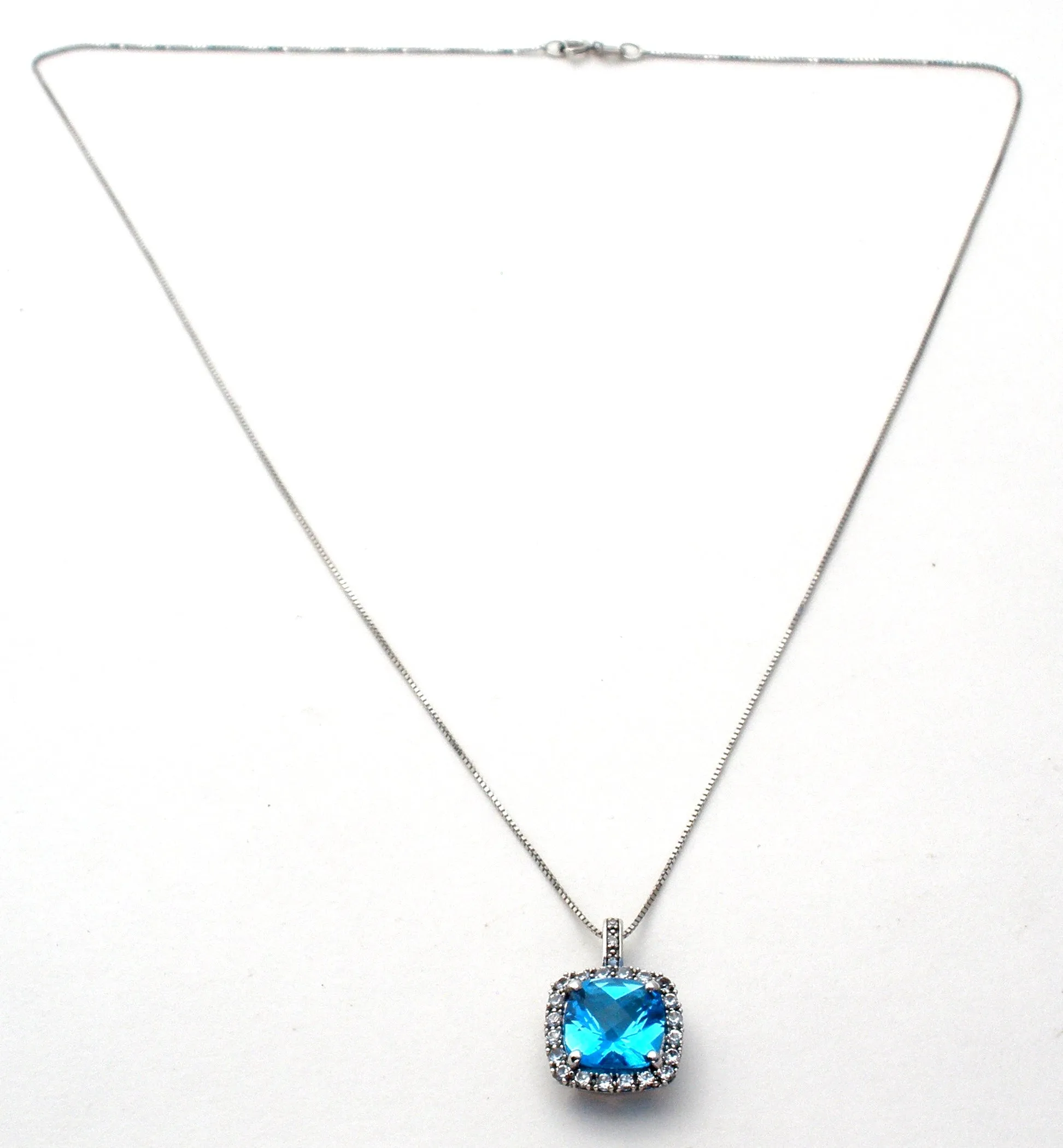 10K Blue Topaz Pendant on 14K Gold Necklace