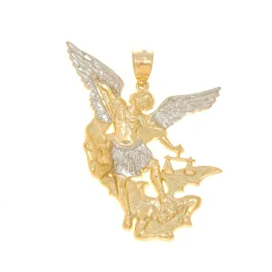 10K GOLD TWO TONE ST. MICHAEL PENDANT 7.2G