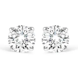 10K White Gold 1/4 Cttw Round Brilliant-Cut Near Colorless Near Colorless Diamond Classic 4-Prong Stud Earrings