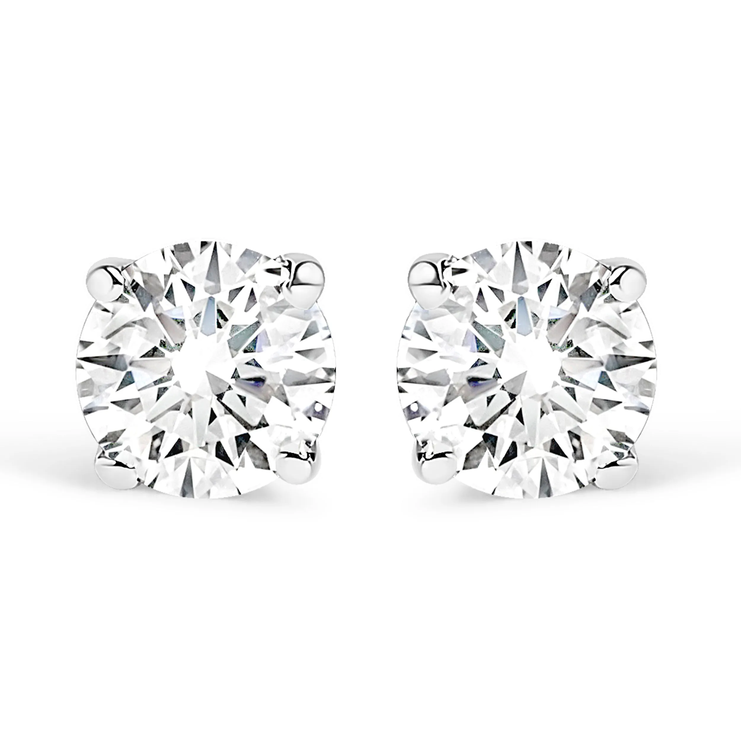 10K White Gold 1/4 Cttw Round Brilliant-Cut Near Colorless Near Colorless Diamond Classic 4-Prong Stud Earrings