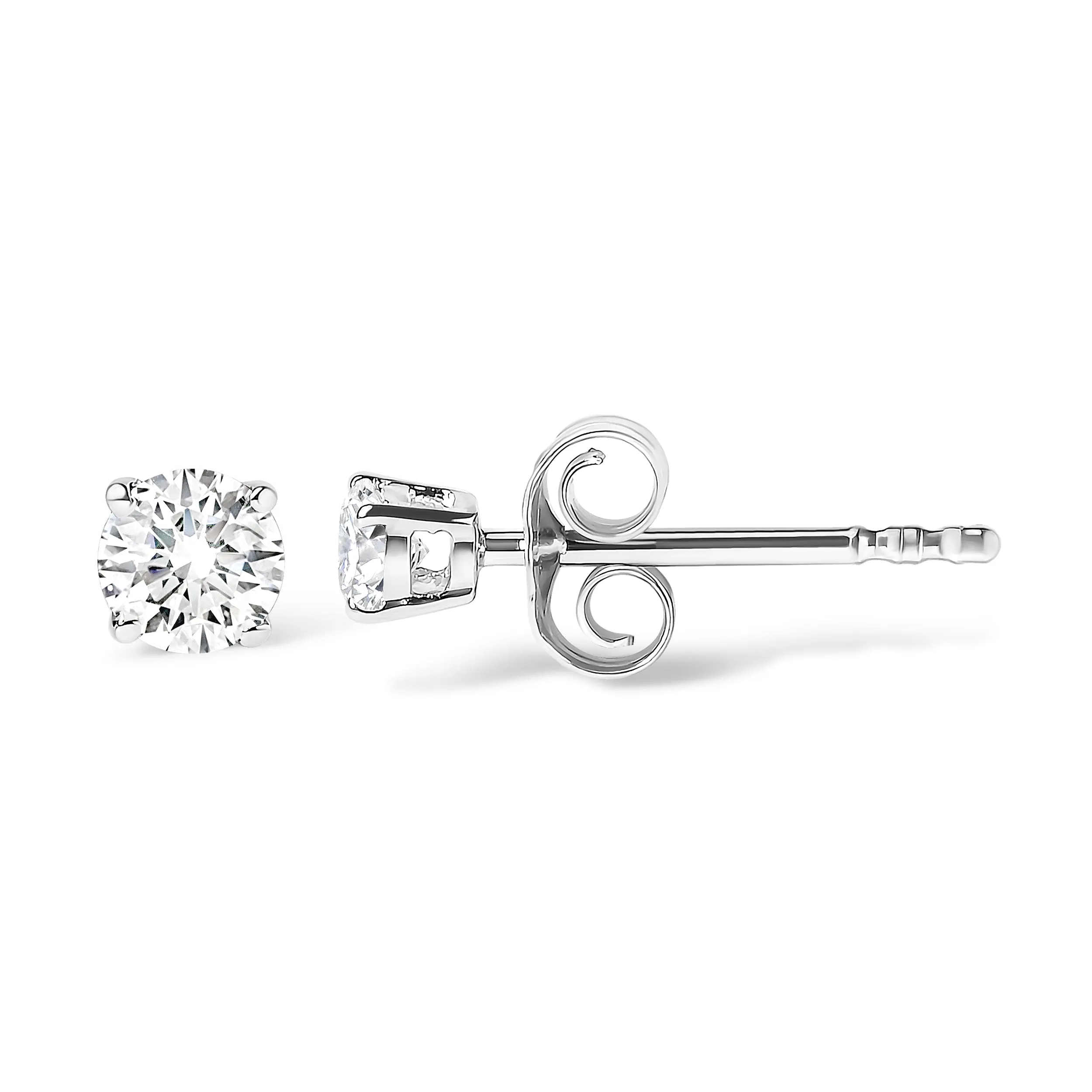 10K White Gold 1/4 Cttw Round Brilliant-Cut Near Colorless Near Colorless Diamond Classic 4-Prong Stud Earrings