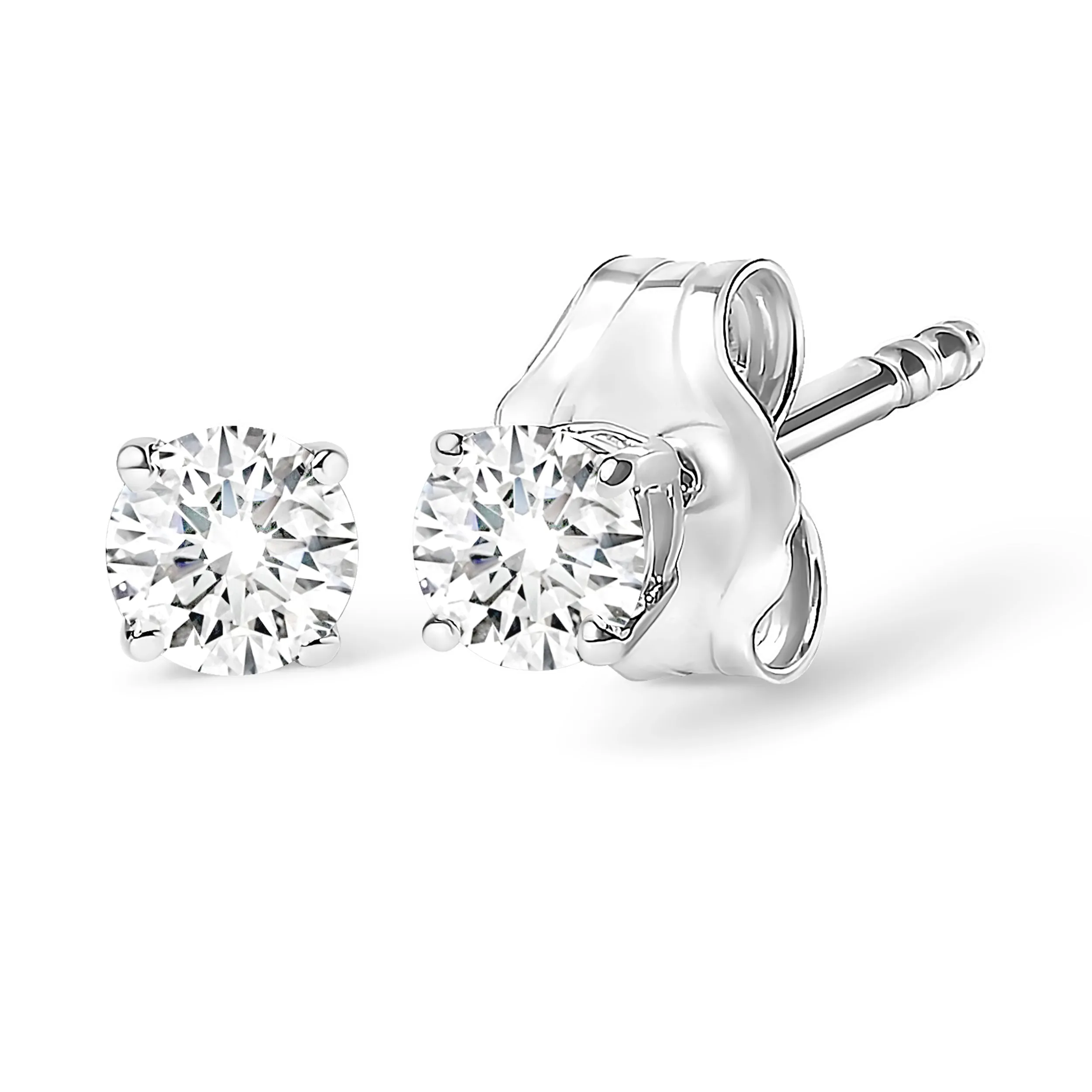 10K White Gold 1/4 Cttw Round Brilliant-Cut Near Colorless Near Colorless Diamond Classic 4-Prong Stud Earrings