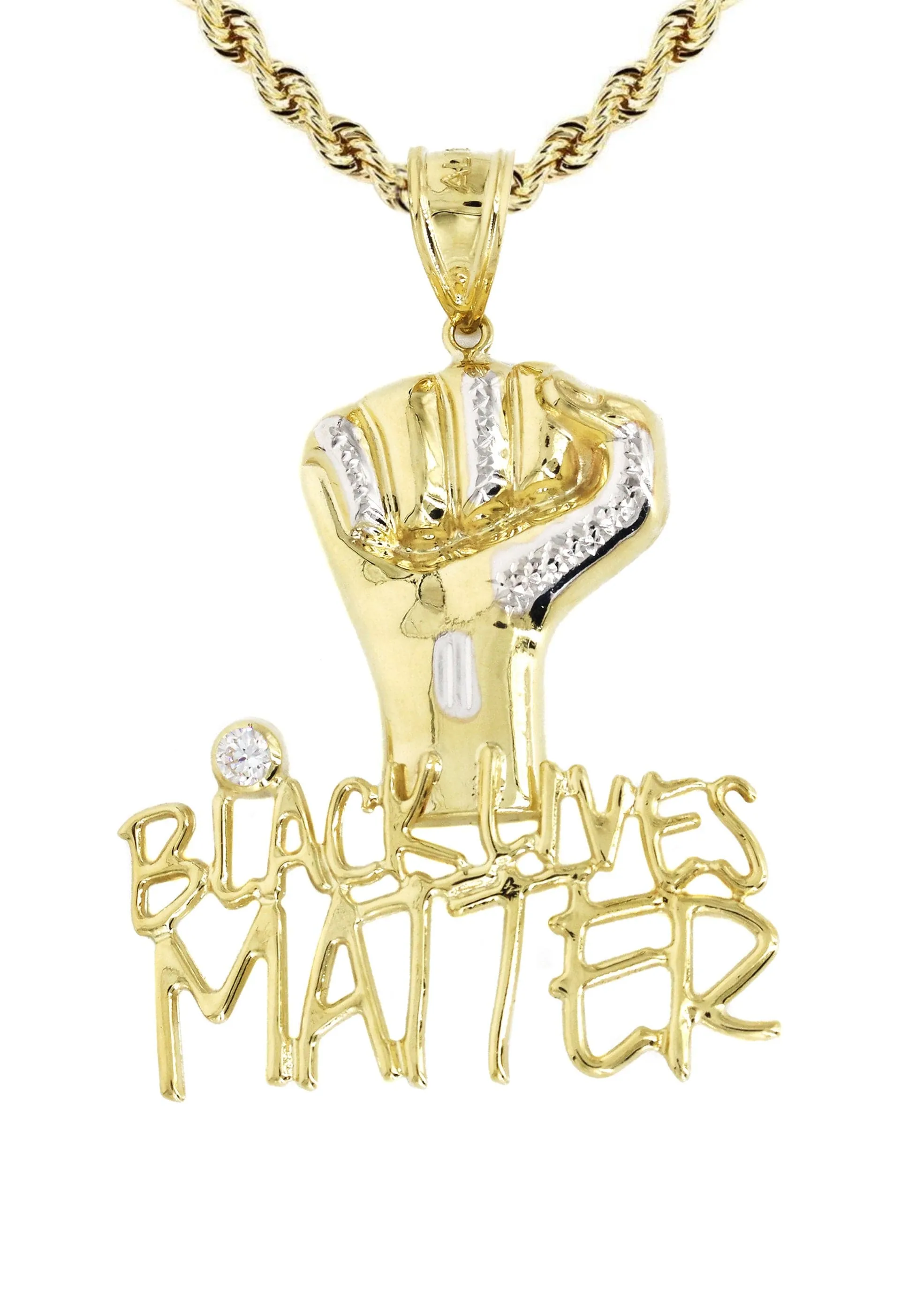 10K Yellow Gold Black Lives Matter Necklace | Appx 17 Grams