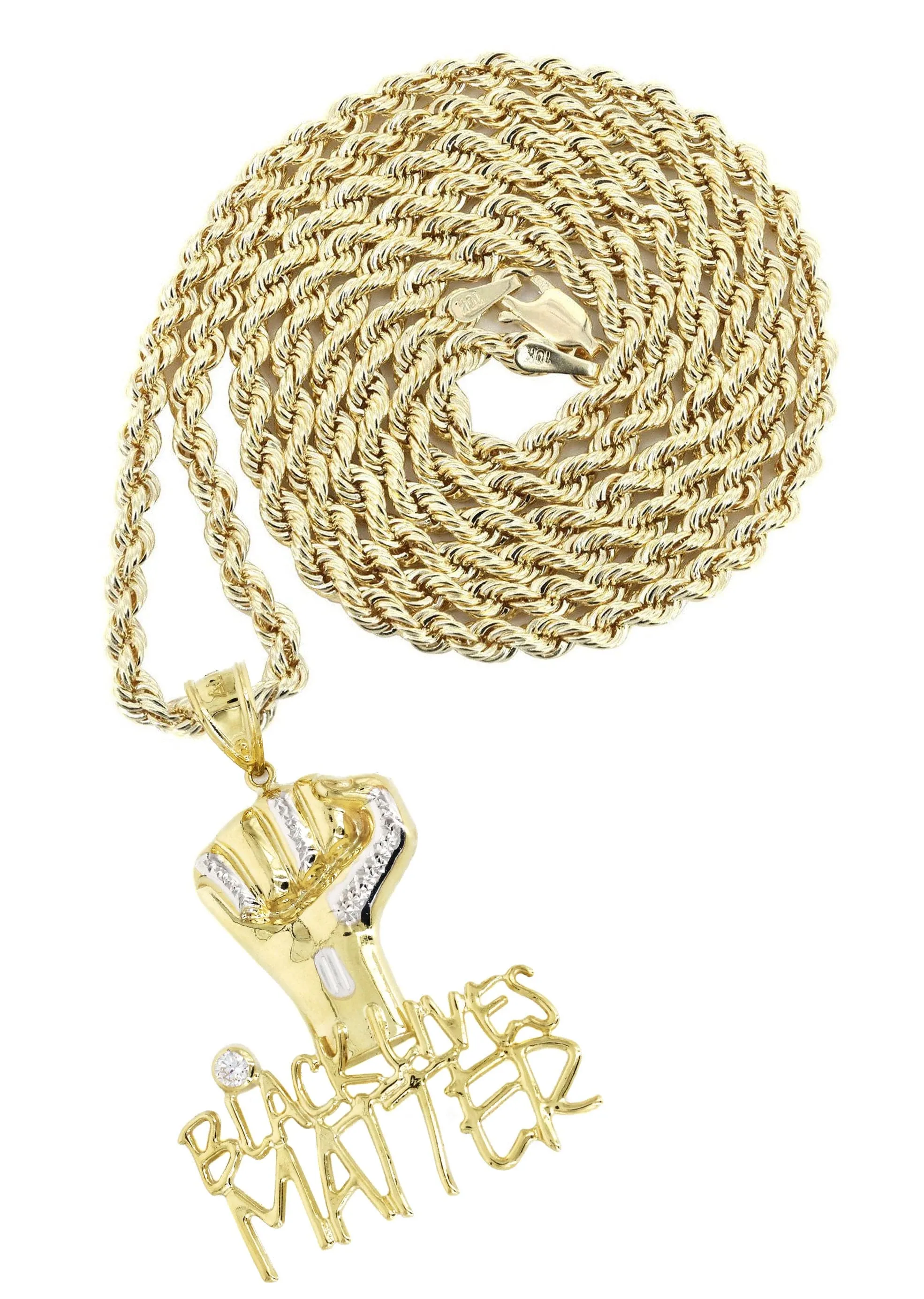 10K Yellow Gold Black Lives Matter Necklace | Appx 17 Grams