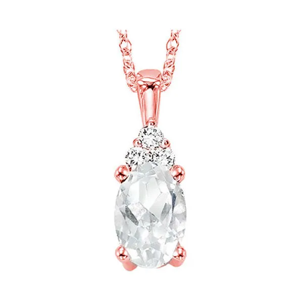 10Kt Rose Gold Diamond 1/50Ctw & White Topaz 3/8Ctw Pendant