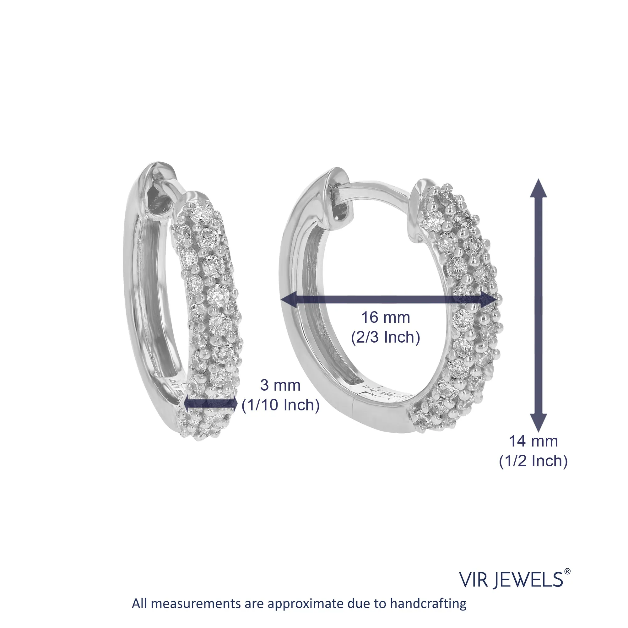 1/2 cttw Round Lab Grown Diamond Gorgeous Hoop Earrings .925 Sterling Silver Prong Set 1/2 Inch