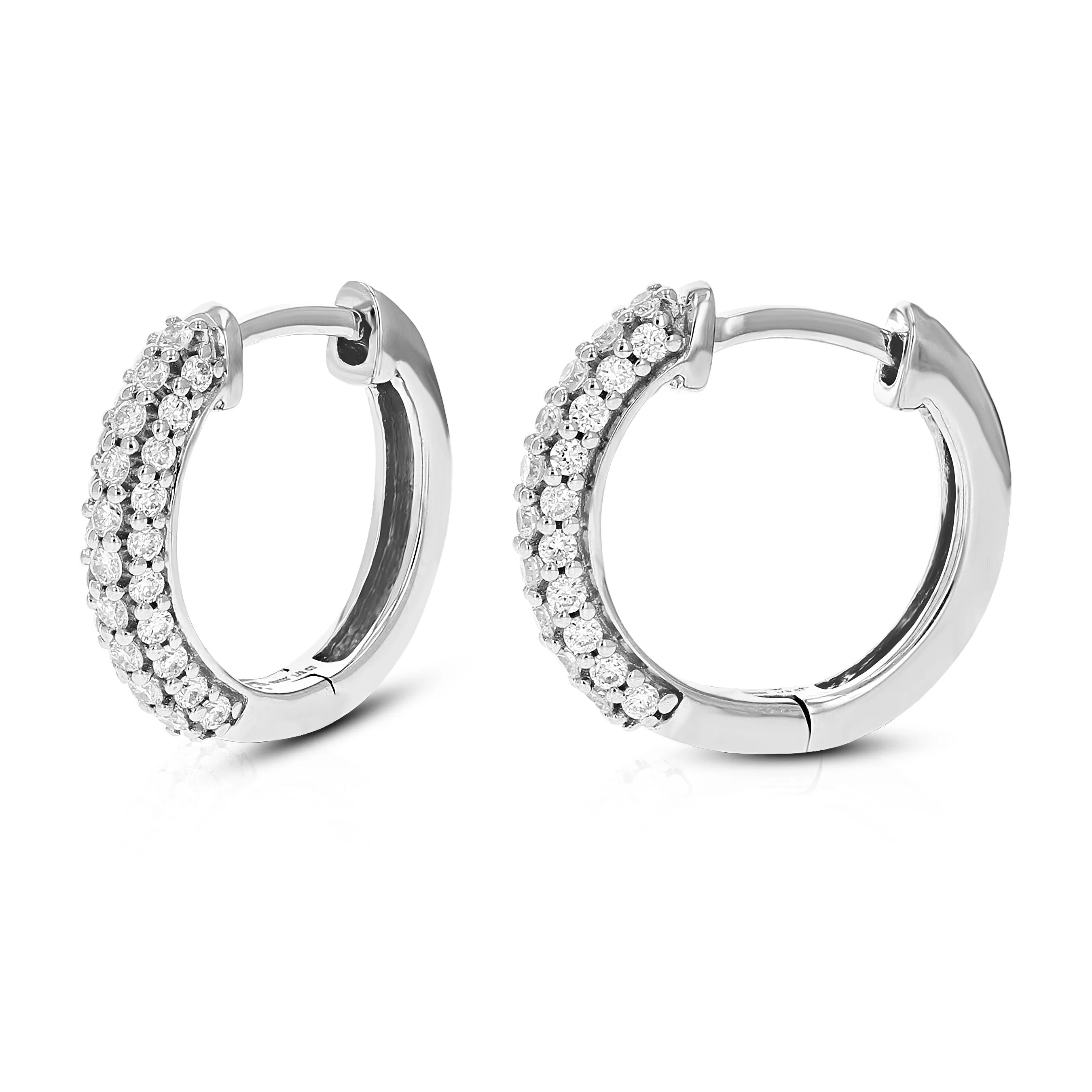 1/2 cttw Round Lab Grown Diamond Gorgeous Hoop Earrings .925 Sterling Silver Prong Set 1/2 Inch