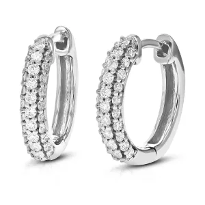 1/2 cttw Round Lab Grown Diamond Gorgeous Hoop Earrings .925 Sterling Silver Prong Set 1/2 Inch