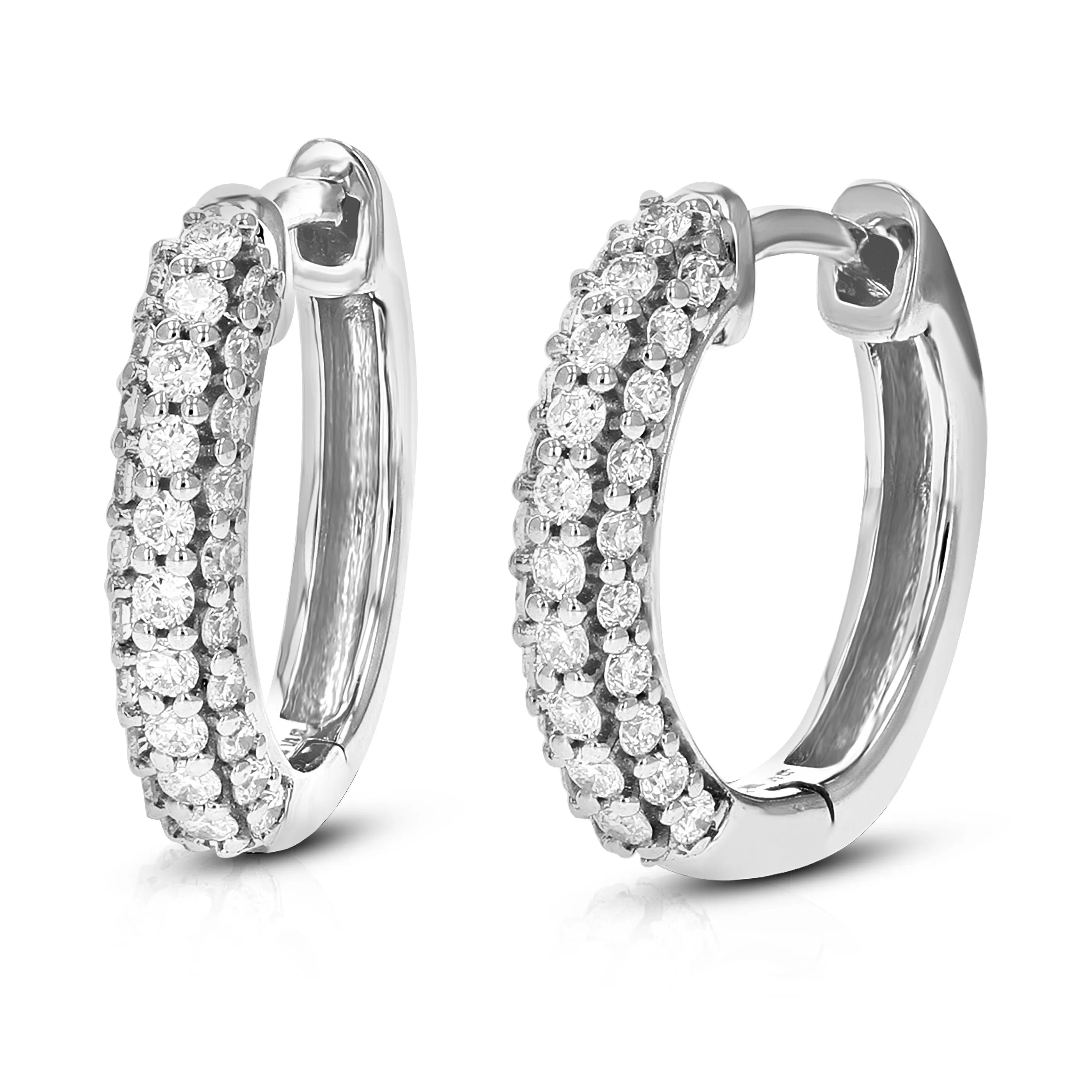 1/2 cttw Round Lab Grown Diamond Gorgeous Hoop Earrings .925 Sterling Silver Prong Set 1/2 Inch