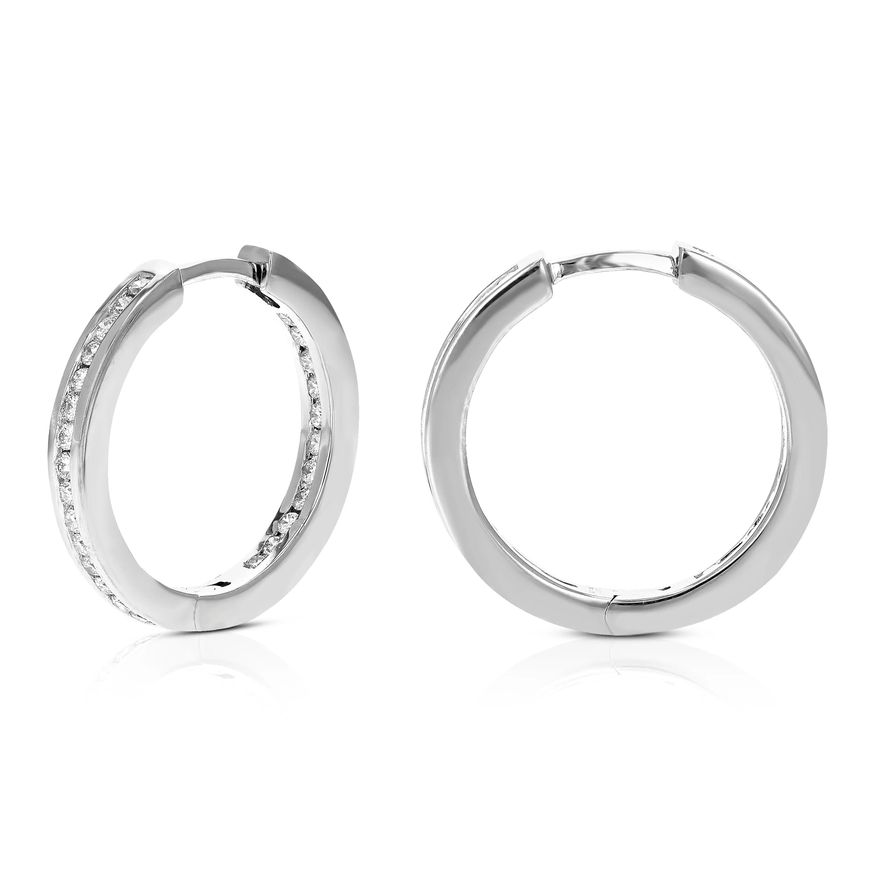 1/2 cttw Round Lab Grown Diamond Hoop Earrings Beautiful Channel Setting on .925 Sterling Silver 3/4 Inch