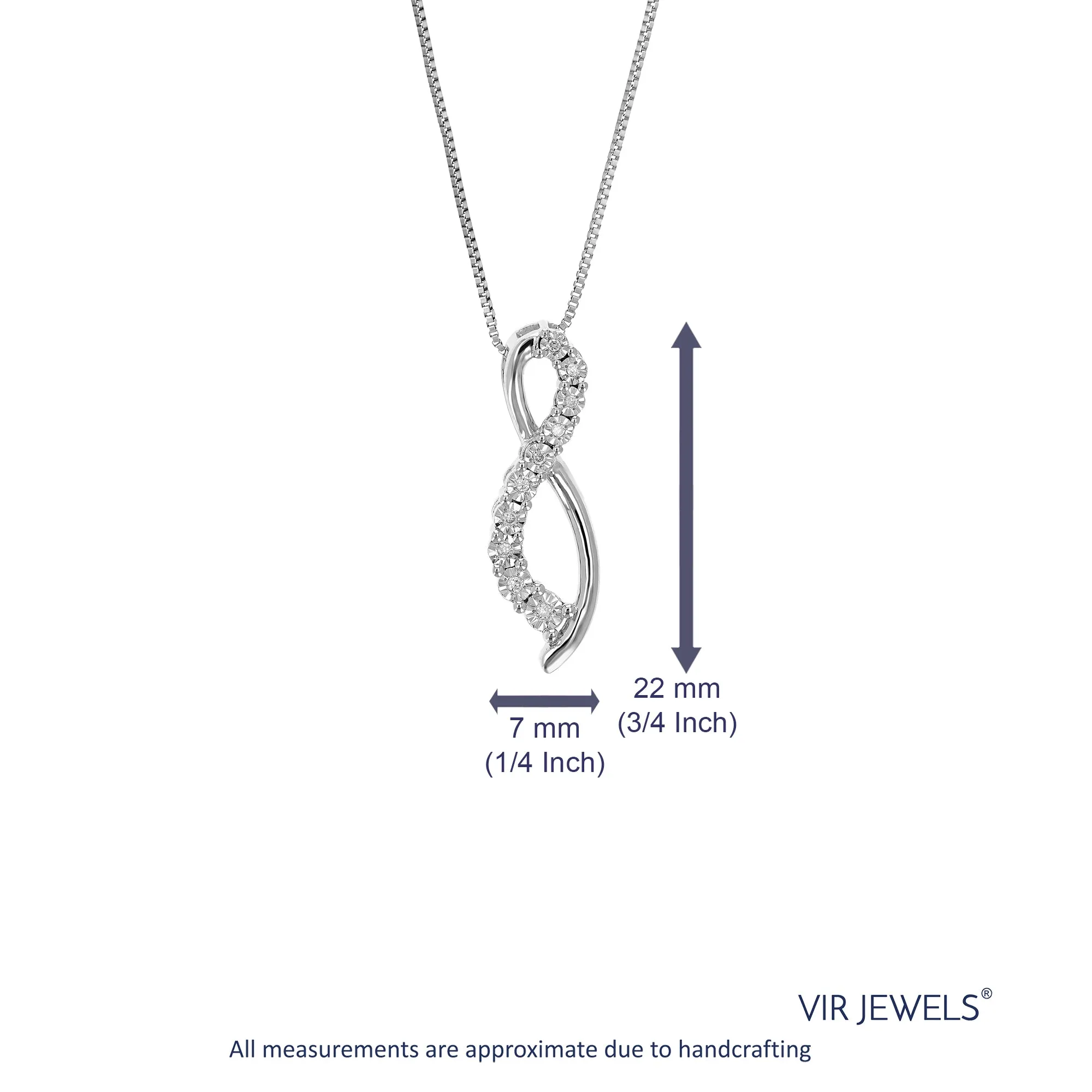 1/20 cttw Lab Grown Diamond Journey Pendant Necklace .925 Sterling Silver 3/4 Inch with 18 Inch Chain, Size 3/4 Inch