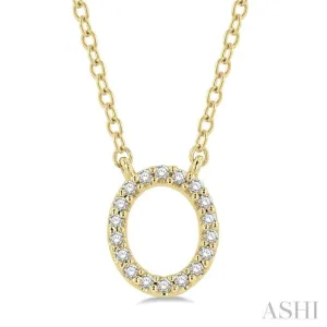 1/20 Ctw Initial 'O' Round Cut Diamond Pendant With Chain in 14K Yellow Gold