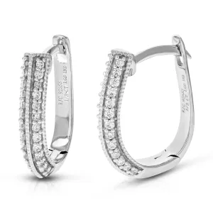 1/3 cttw 52 Stones Round Lab Grown Diamond Hoop Earrings .925 Sterling Silver Prong Set 2/5 Inch