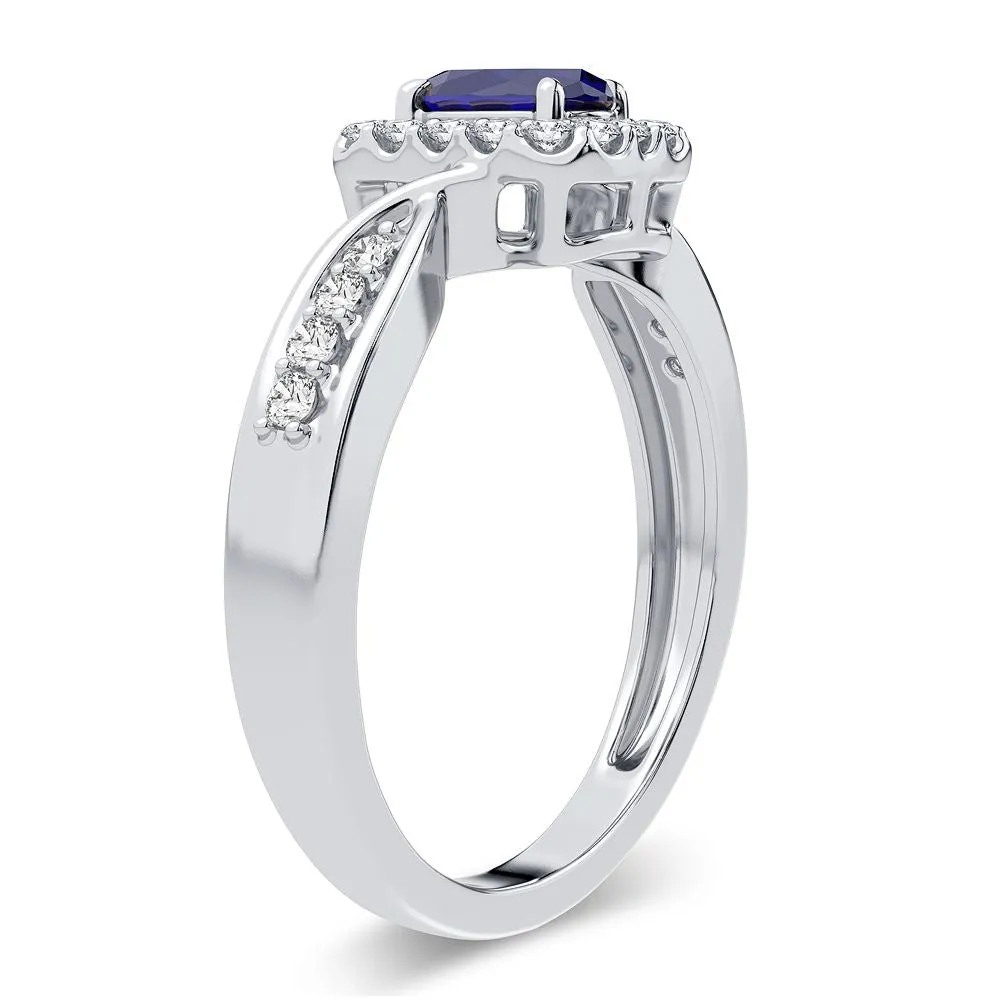 14K 0.25CT Diamond Sapphire Ring