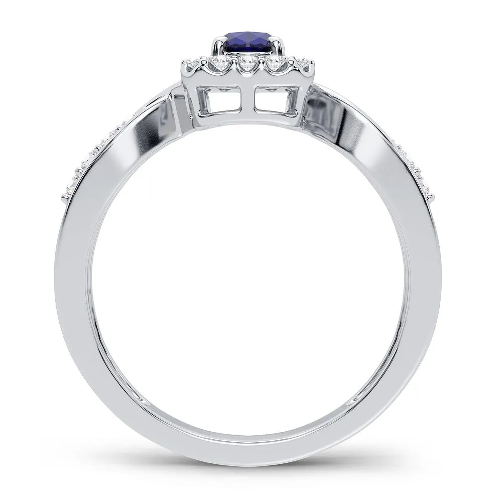 14K 0.25CT Diamond Sapphire Ring