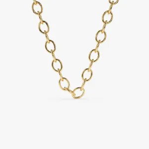 14k Oval Link Cable Chain Necklace