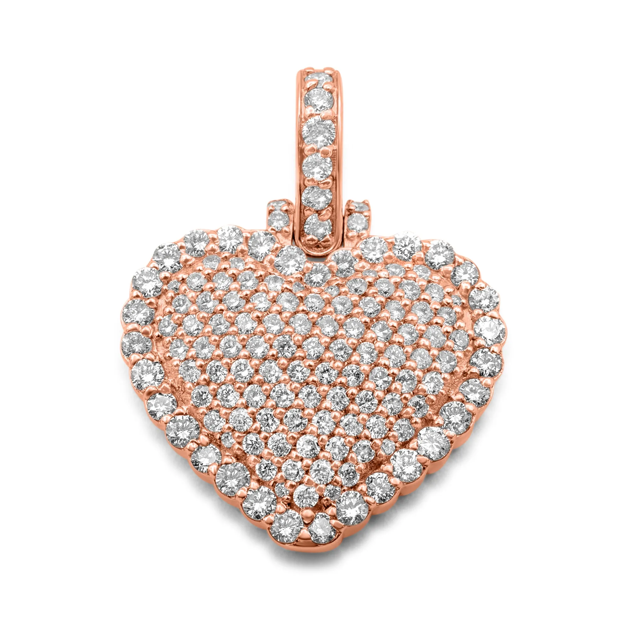 14K Rose Gold Diamond Heart Pendant 1.65 ctw