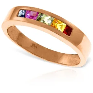 14K Solid Rose Gold Rings w/ Natural Multicolor Sapphires