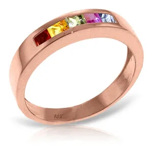 14K Solid Rose Gold Rings w/ Natural Multicolor Sapphires