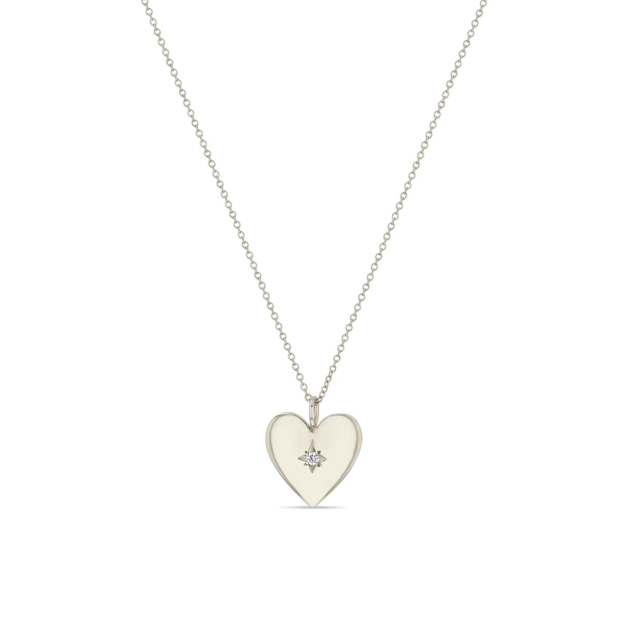 14k Star Set Diamond Small Aura Heart Necklace