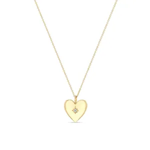 14k Star Set Diamond Small Aura Heart Necklace