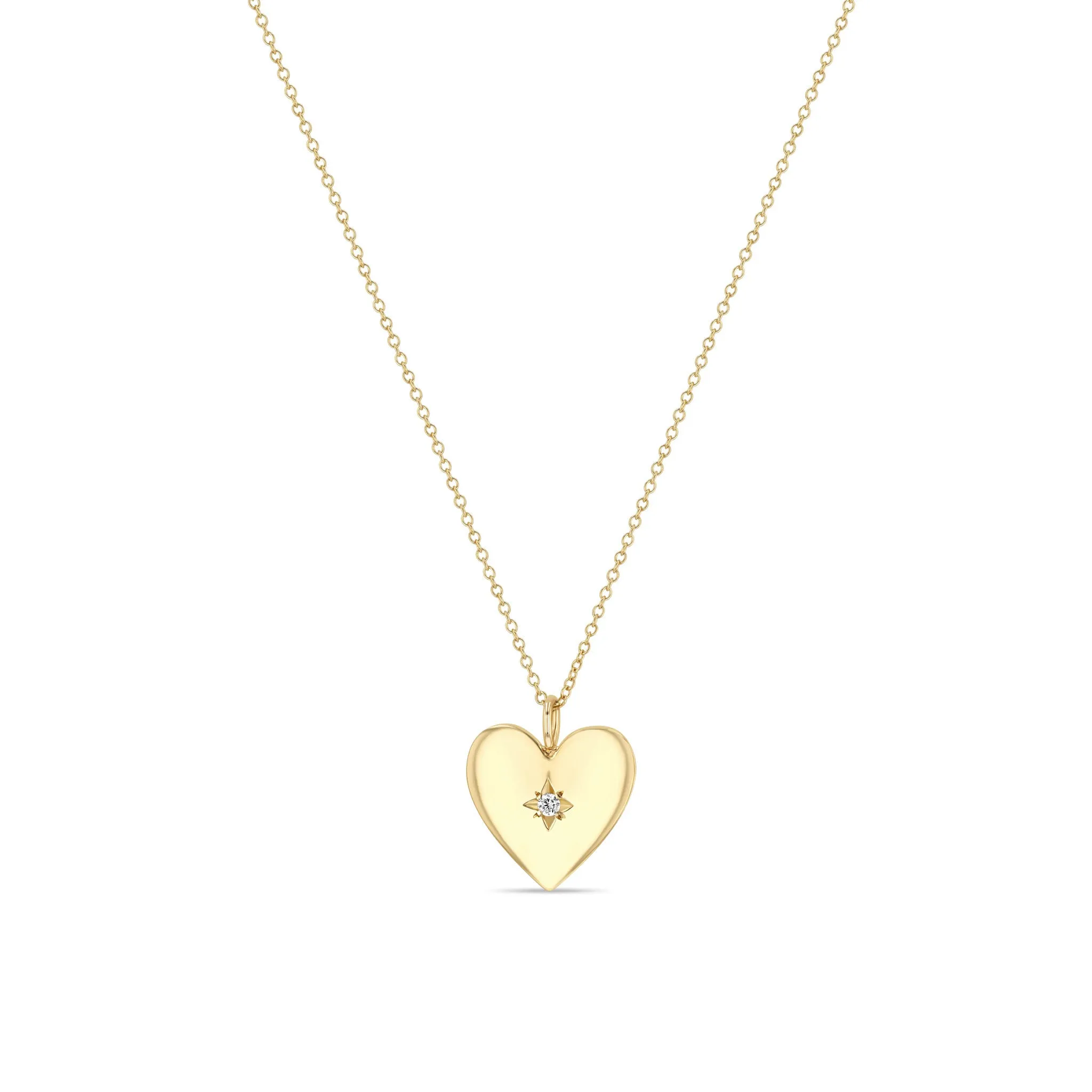 14k Star Set Diamond Small Aura Heart Necklace