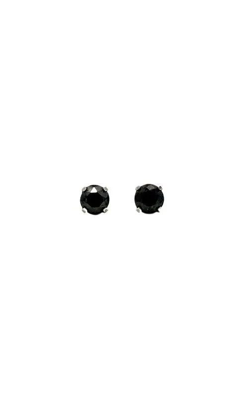 14K WHITE GOLD BLACK DIAMONDS STUD EARRINGS  C10377