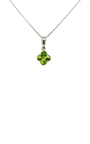 14K WHITE GOLD PERIDOT CLOVER-SHAPED PENDANT  G11998