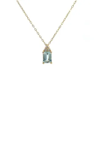 14K YELLOW GOLD AQUAMARINE PENDANT WITH DIAMOND   G14963