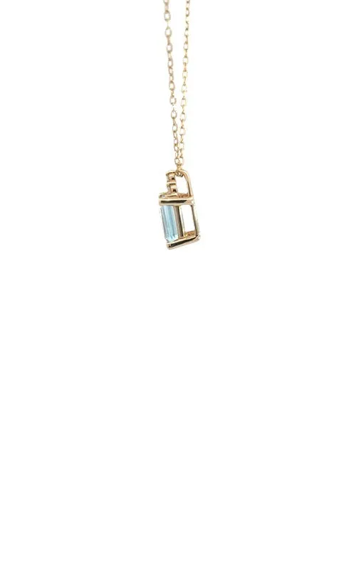 14K YELLOW GOLD AQUAMARINE PENDANT WITH DIAMOND   G14963