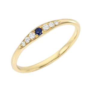 14k Yellow Gold White Diamond & Sapphire Stacking Ring