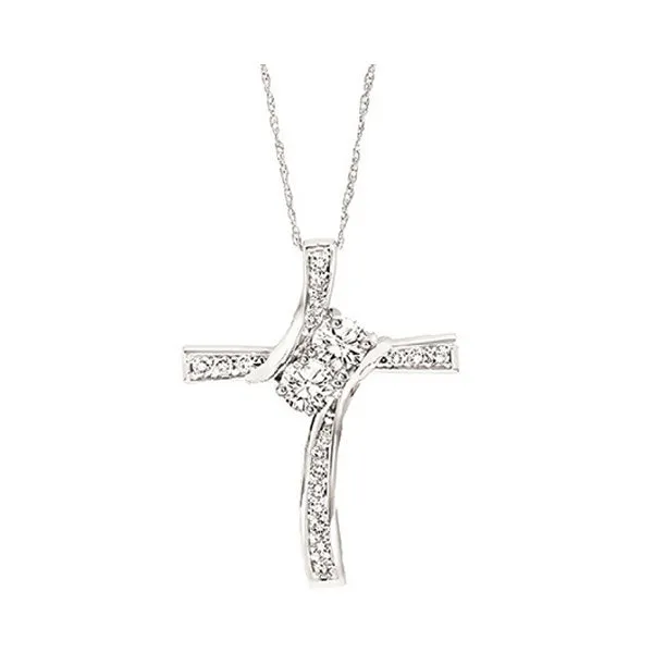 14KT White Gold & Diamond Classic Book Cross Pendants Neckwear Pendant  - 3/4 ctw