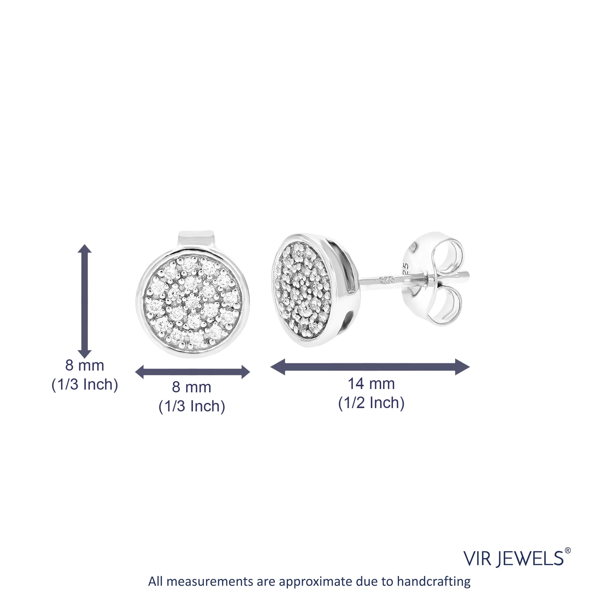 1/6 cttw 38 Stones Round Lab Grown Diamond Studs Earrings .925 Sterling Silver Prong Set 1/3 Inch