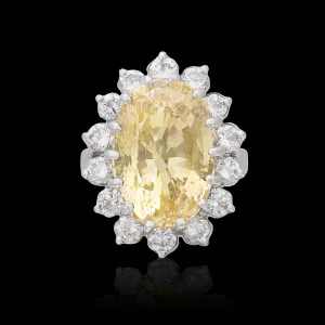 16ct Oval Yellow Sapphire & Diamond Ring