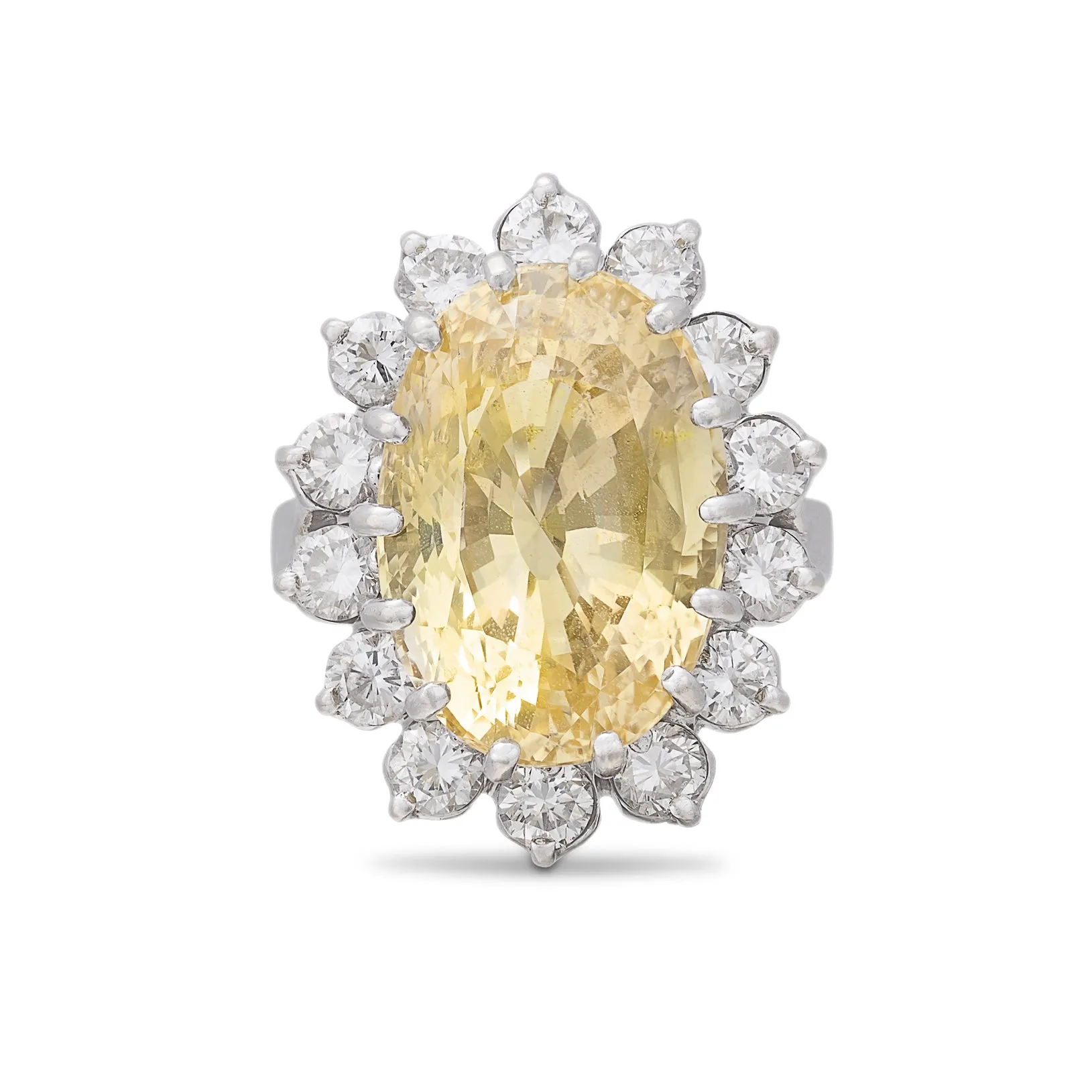 16ct Oval Yellow Sapphire & Diamond Ring