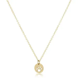 16" Necklace Gold Paw Print Small Gold Disc