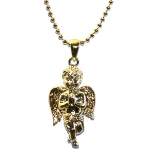 18k Gold Plated Angel Pendant with 30 inch Ball chain Necklace High Quality