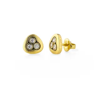 18k Gold Swirling Water Diamond Studs