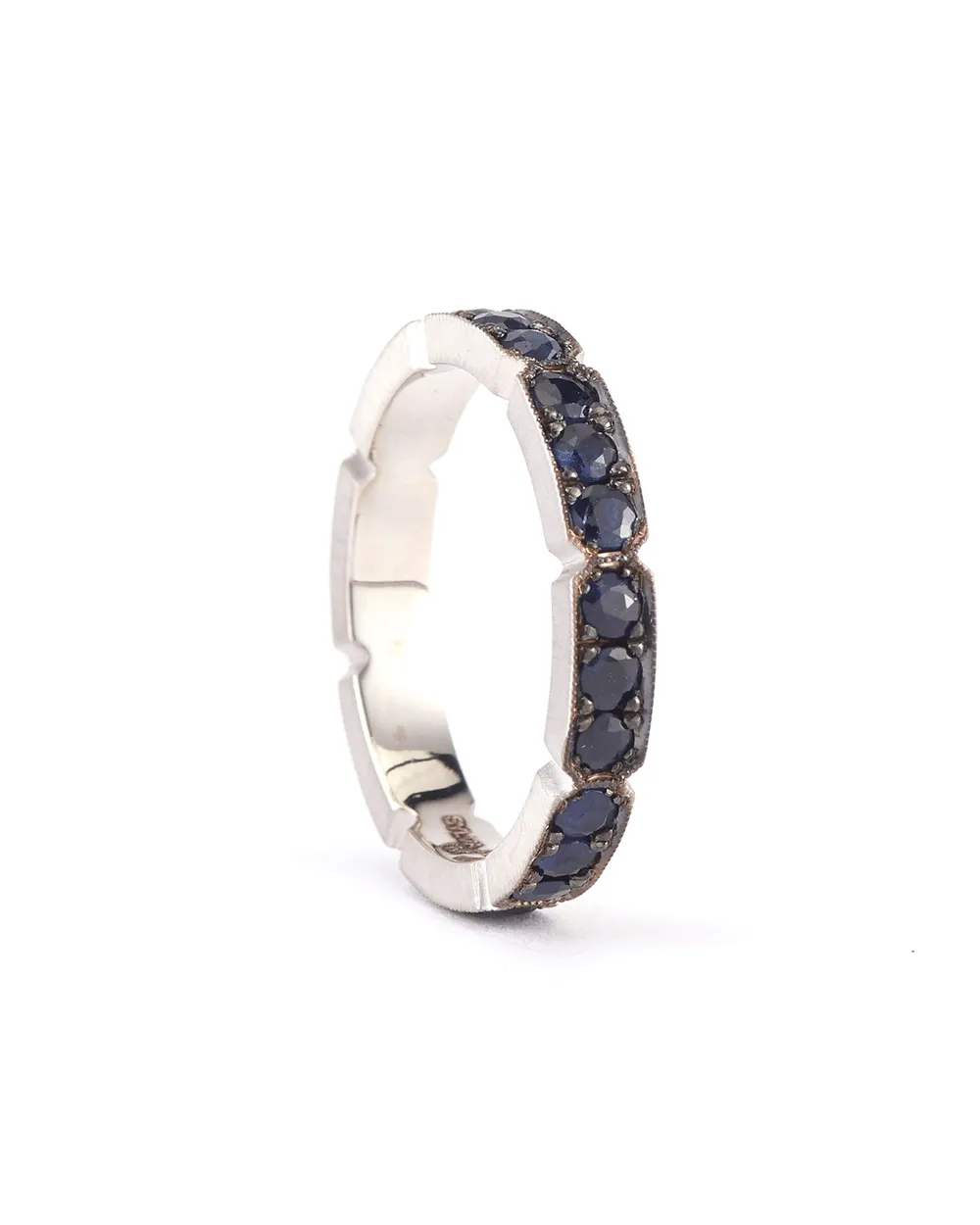 18k White Gold Sapphire Bar Band Ring