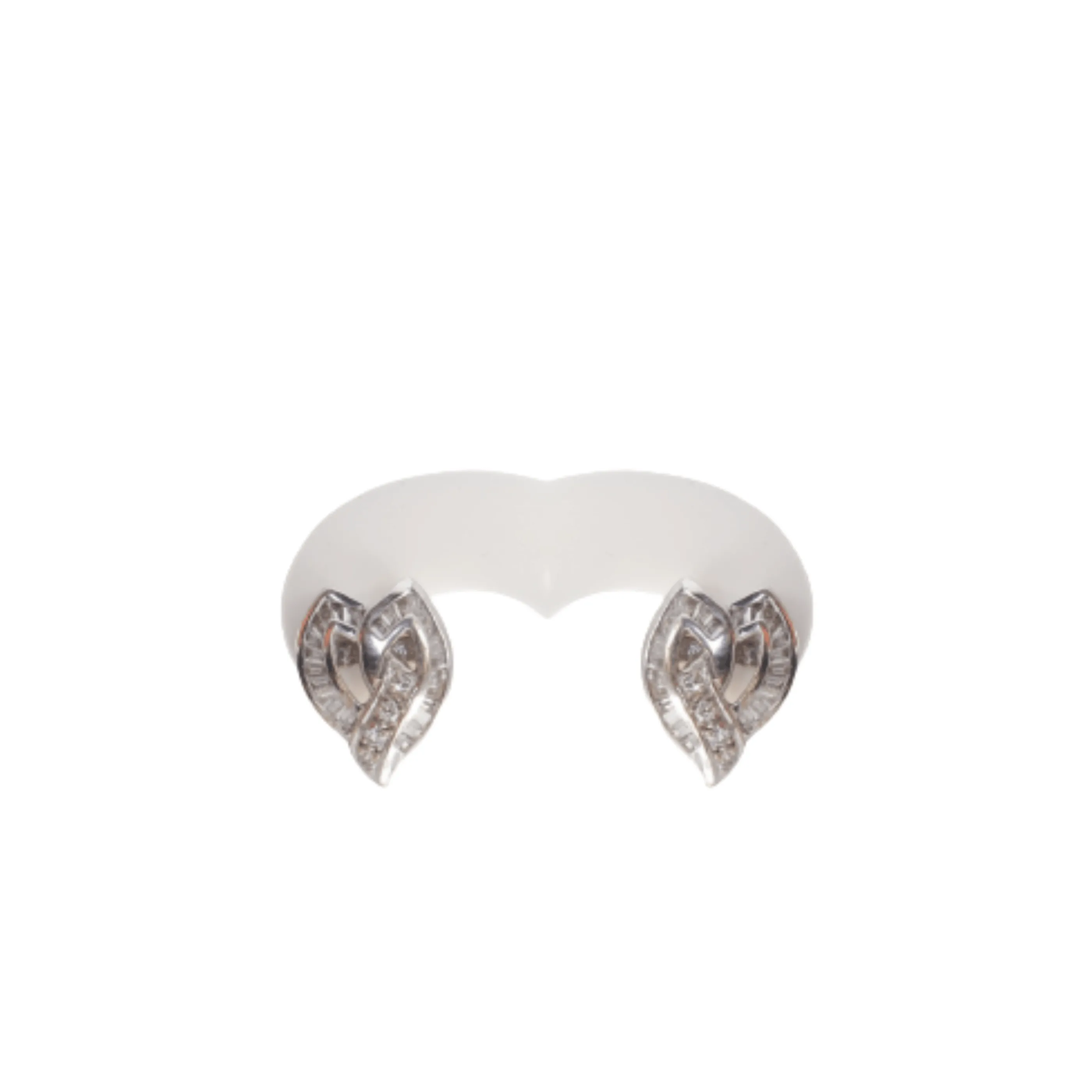 18kt White Gold  Heart Shaped Baguette Diamond Earrings