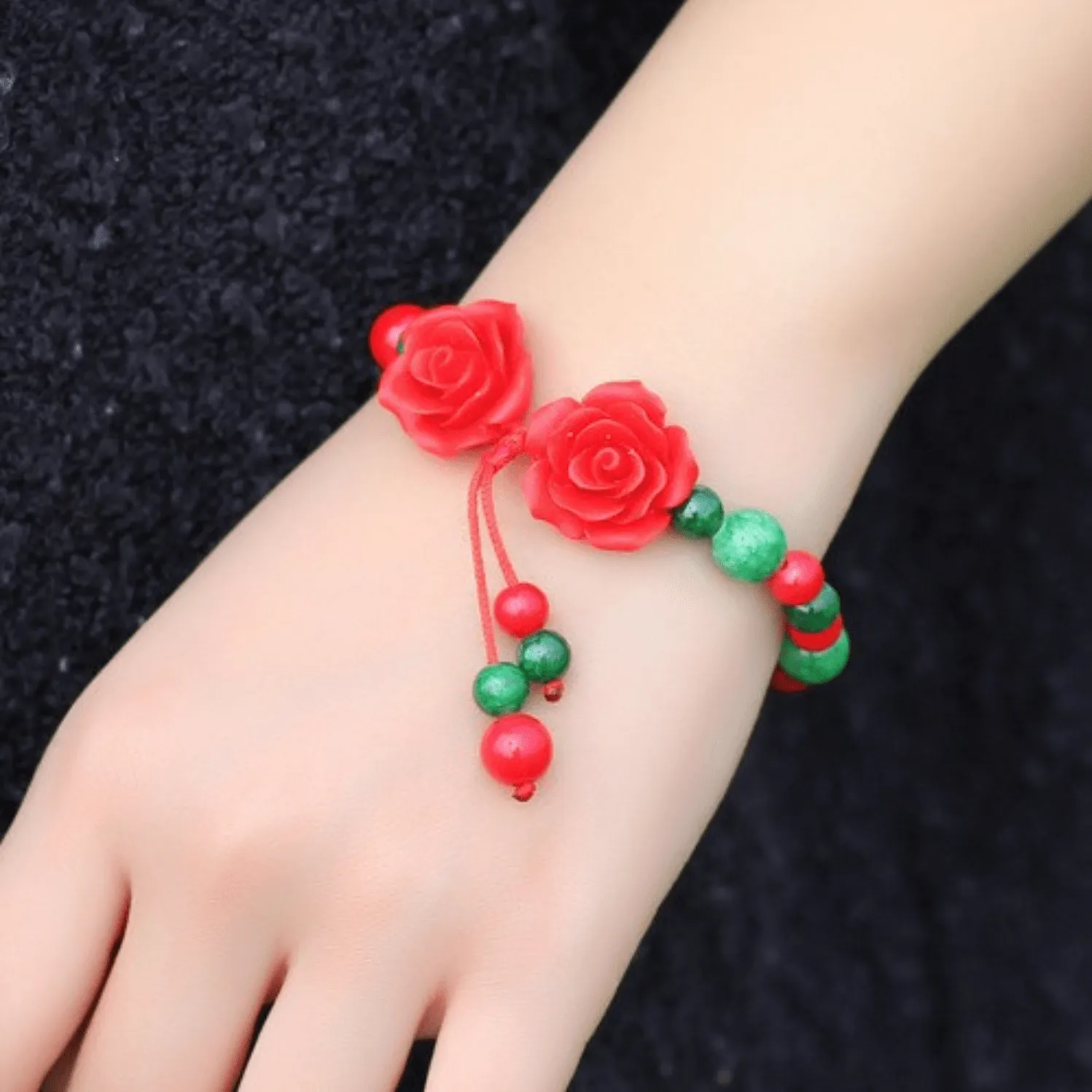 2 Roses Handmade Beaded Bracelet