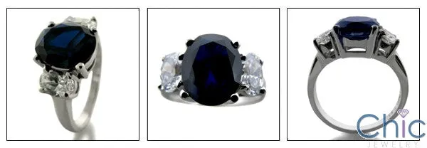 3 Stone Sapphire Oval 3 Ct Center Half Ct Oval Cubic Zirconia Cz Ring