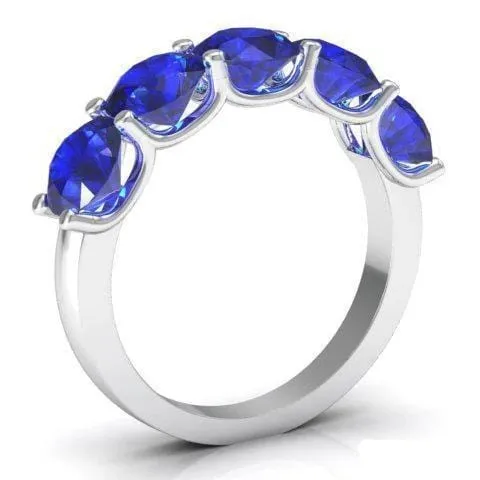 3.00cttw U Prong Blue Sapphire Five Stone Band