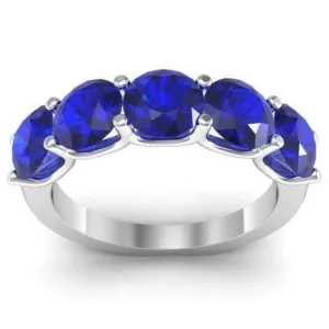 3.00cttw U Prong Blue Sapphire Five Stone Band