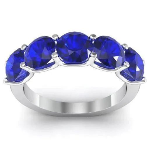 3.00cttw U Prong Blue Sapphire Five Stone Band